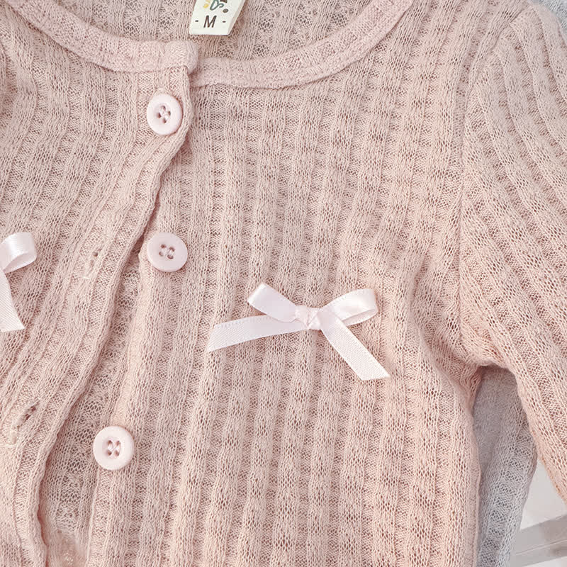 ベビー・幼児用女の子向けピンクのリボン付きニットカーディガンとチュールDressの2点セット - image 6