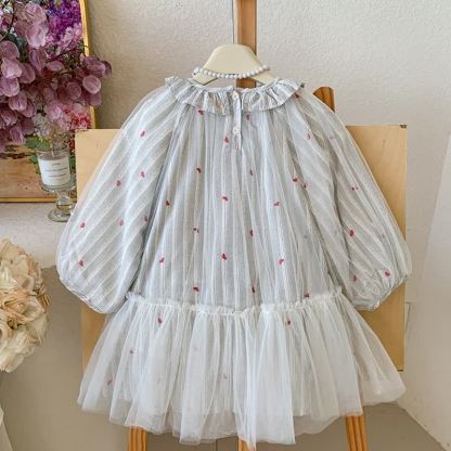 幼児用女の子向けハート刺繍入りチュールDress - image 3