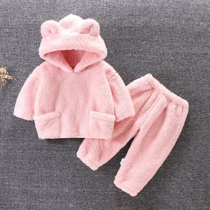 幼児用クマ耳フリースパーカー＆パンツ 2点セット - ピンク - 4～5歳 - image 1