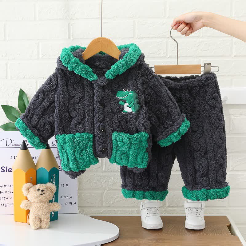 ベビー幼児用アニマルパッチ付きぬいぐるみジップジャケット＆パンツ 2点セット - 海軍 - 4～5歳 - image 5