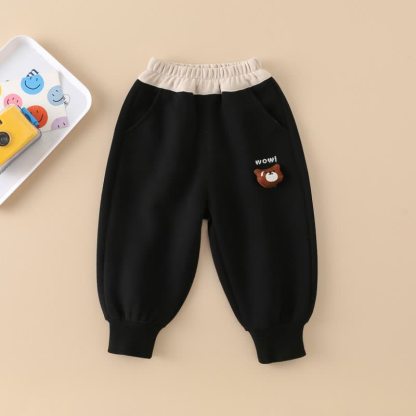 WOW!赤ちゃん幼児男の子用クマ柄パッチ付きジョガーパンツ - 黒 - 6～7歳 - image 2