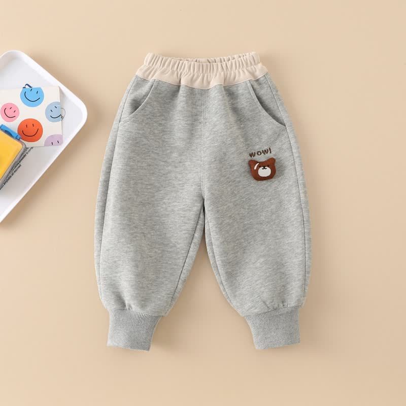 WOW!赤ちゃん幼児男の子用クマ柄パッチ付きジョガーパンツ - グレー - 6～7歳 - image 3