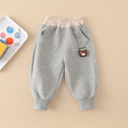 WOW!赤ちゃん幼児男の子用クマ柄パッチ付きジョガーパンツ - グレー - 6～7歳 - image 3