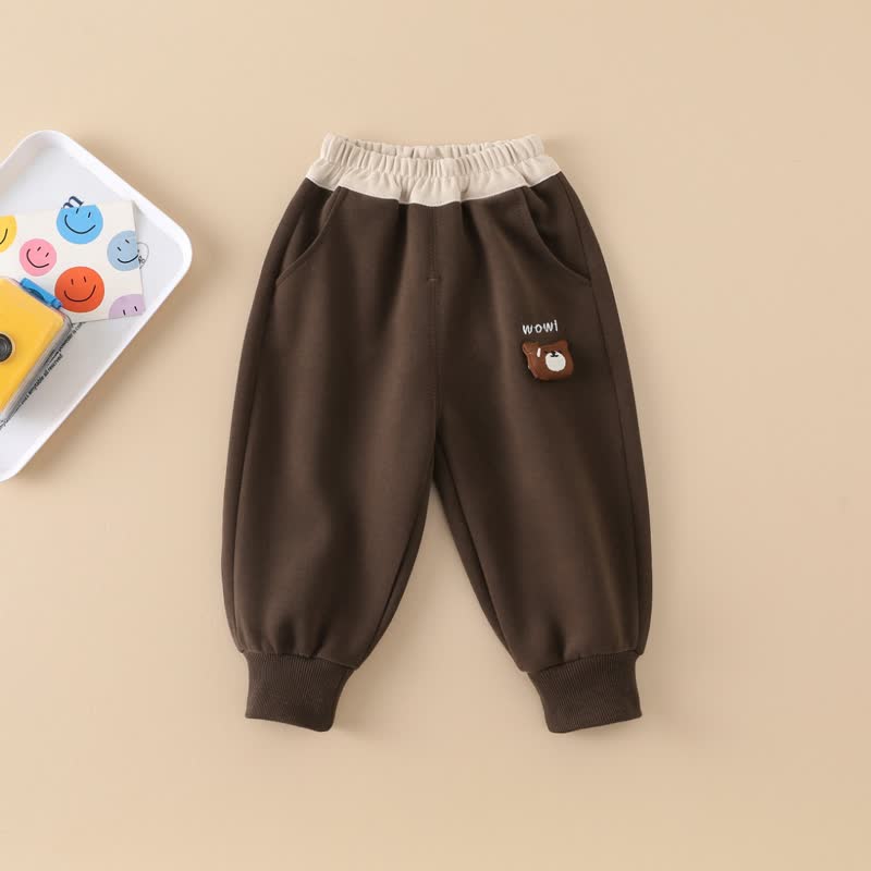 WOW!赤ちゃん幼児男の子用クマ柄パッチ付きジョガーパンツ - 茶色 - 6～7歳 - image 5