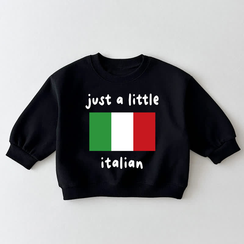 JUST A LITTLE ITALIAN幼児用国旗柄ブラックスウェットシャツ - 黒 - 3～5歳 - image 1