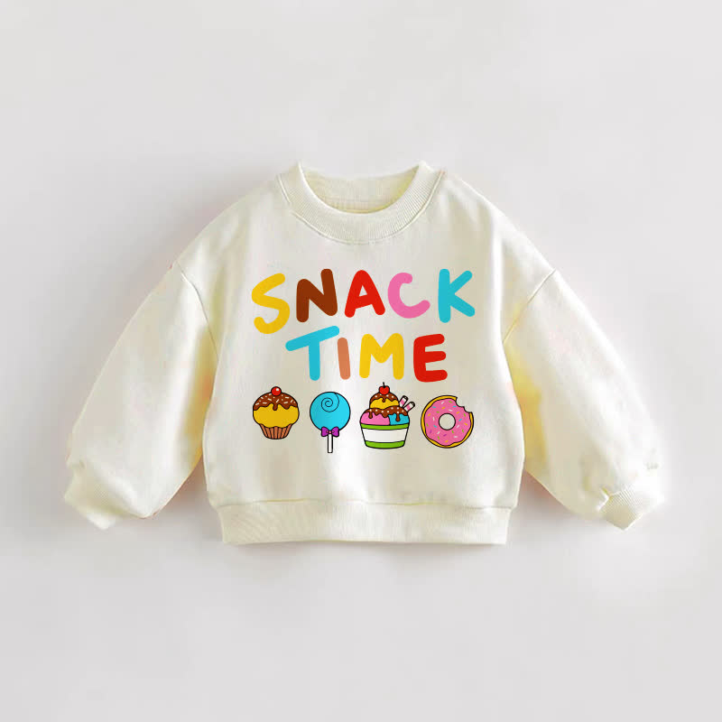 SNACK TIMEベビー幼児用 フード クリーム スウェットシャツ - クリーム - 3～5歳 - image 1