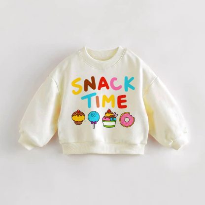 SNACK TIMEベビー幼児用 フード クリーム スウェットシャツ - クリーム - 3～5歳 - image 1