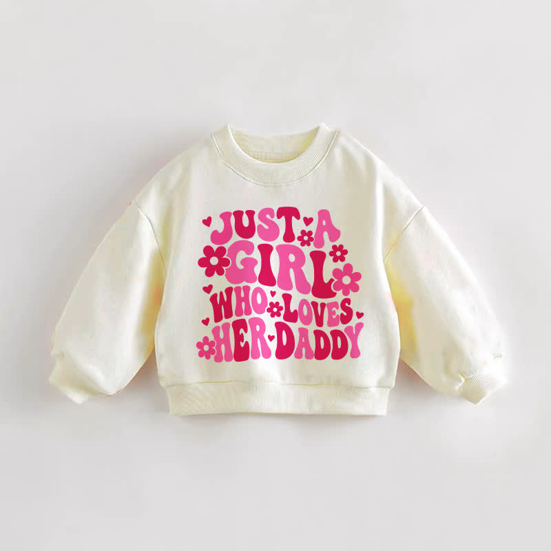 JUST A GIRL WHO LOVES HER DADDY幼児用クリームスウェットシャツ - クリーム - 3～5歳 - image 1