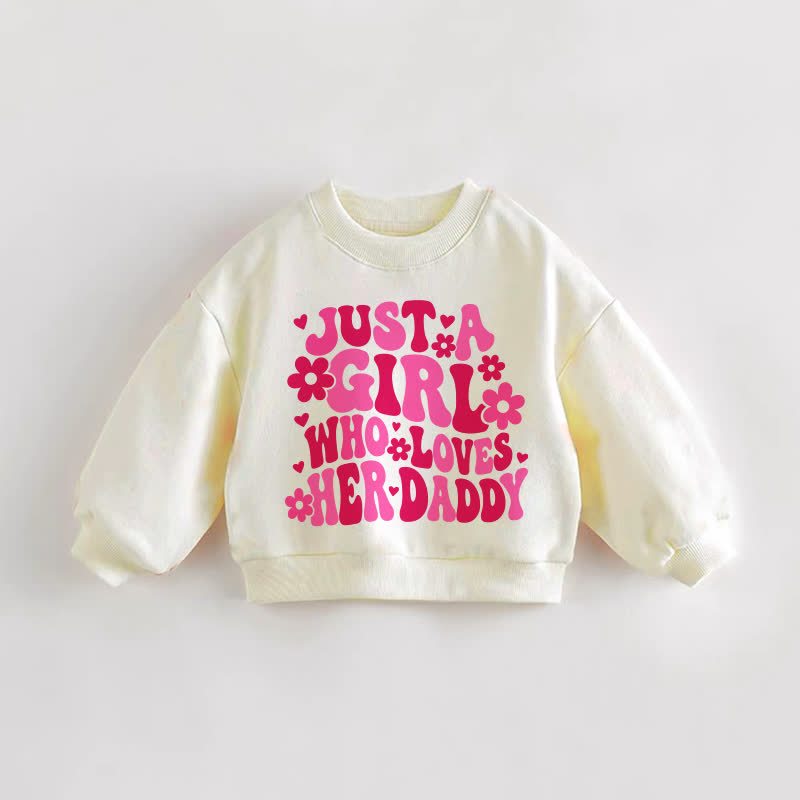 JUST A GIRL WHO LOVES HER DADDY幼児用クリームスウェットシャツ - クリーム - 3～5歳 - image 1