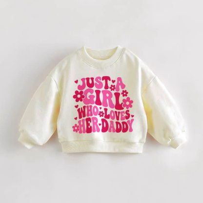 JUST A GIRL WHO LOVES HER DADDY幼児用クリームスウェットシャツ - クリーム - 3～5歳 - image 1