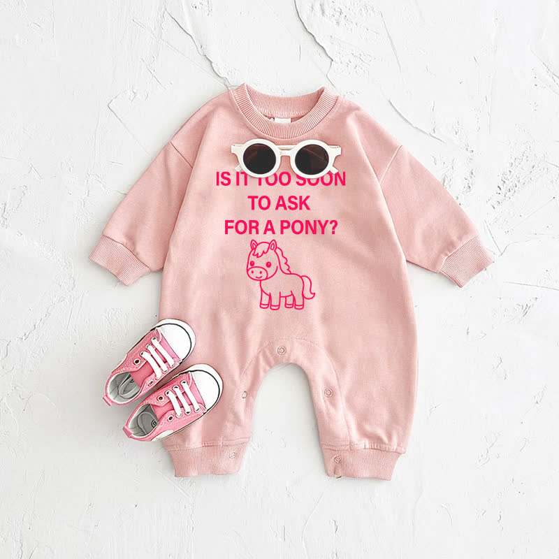 IS IT TOO SOON TO ASK FOR A PONY?ベビーピンクのロンパース - ピンク - 2～3歳 - image 1