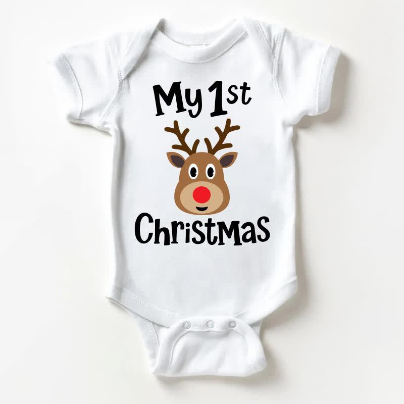 MY 1ST CHRISTMASベビー用トナカイ柄ホワイトボディスーツ - 白 - 18～24ヶ月 - image 1