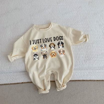 I JUST LOVE DOGS！ベビー・幼児用ベージュロンパース - ベージュ - 2～3歳 - image 1