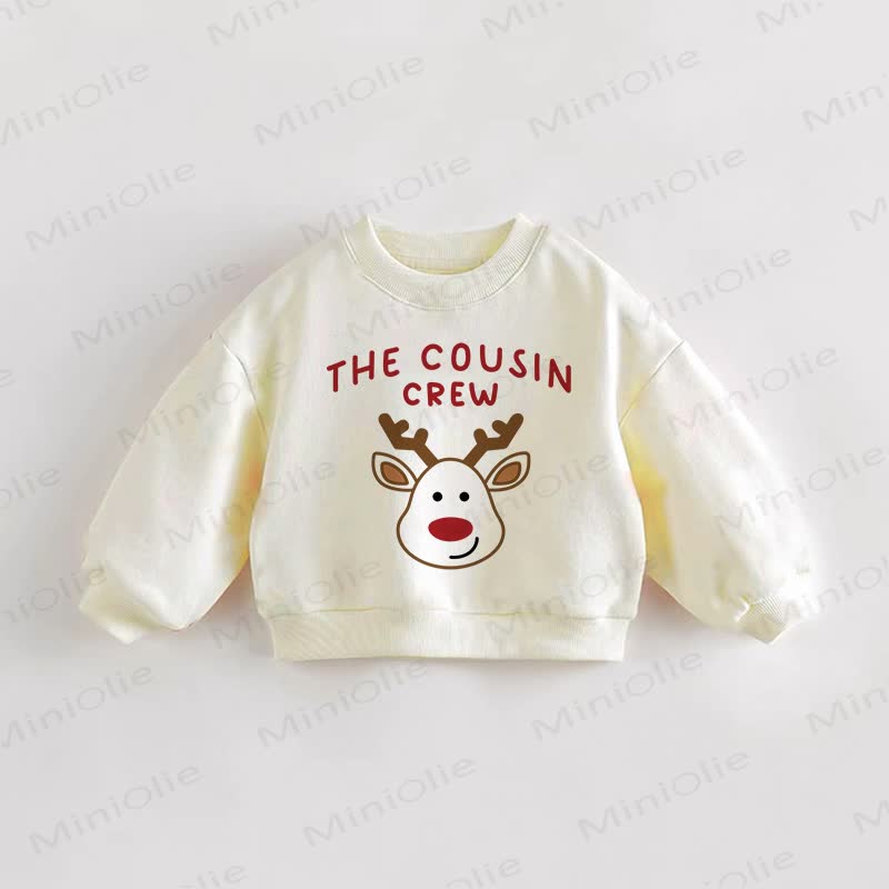 THE COUSIN CREW・幼児用 鹿柄クリームスウェットシャツ - クリーム - 3～5歳 - image 1