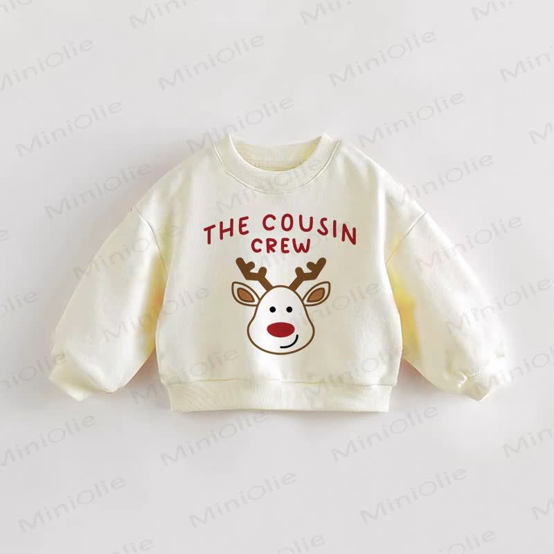 THE COUSIN CREW・幼児用 鹿柄クリームスウェットシャツ - クリーム - 3～5歳 - image 1