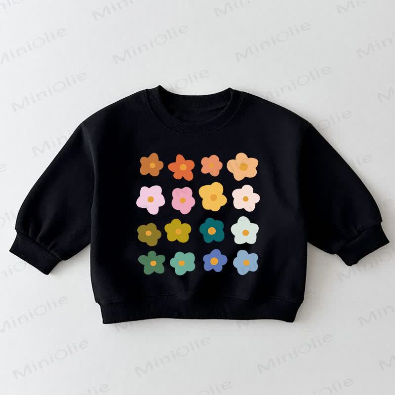 ベビー幼児用フラワー柄ブラックスウェットシャツ - 黒 - 3～5歳 - image 1
