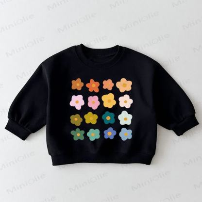 ベビー幼児用フラワー柄ブラックスウェットシャツ - 黒 - 3～5歳 - image 1