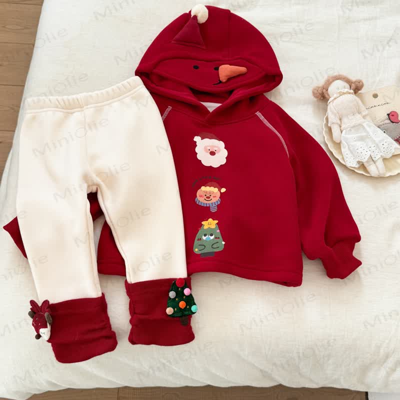 幼児用フリース裏地付きクリスマス鹿柄レギンス - image 2
