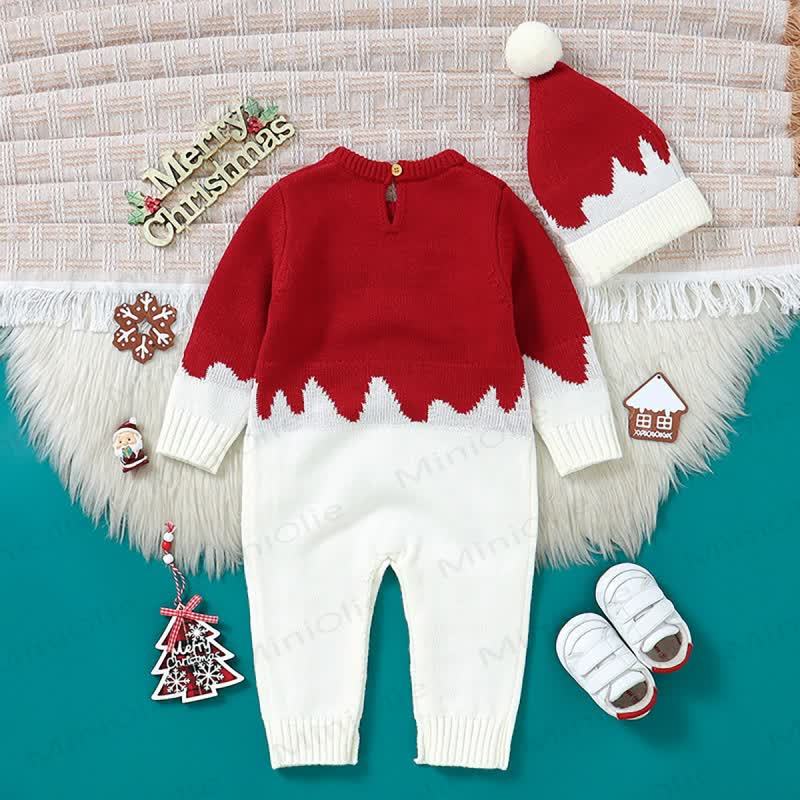 ベビー用トナカイ柄ジャカードニットクリスマスロンパース - image 3