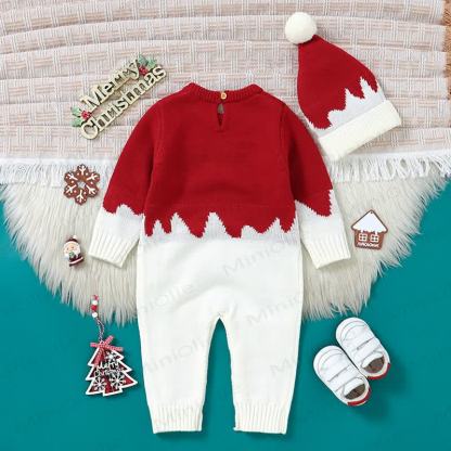 ベビー用トナカイ柄ジャカードニットクリスマスロンパース - image 3