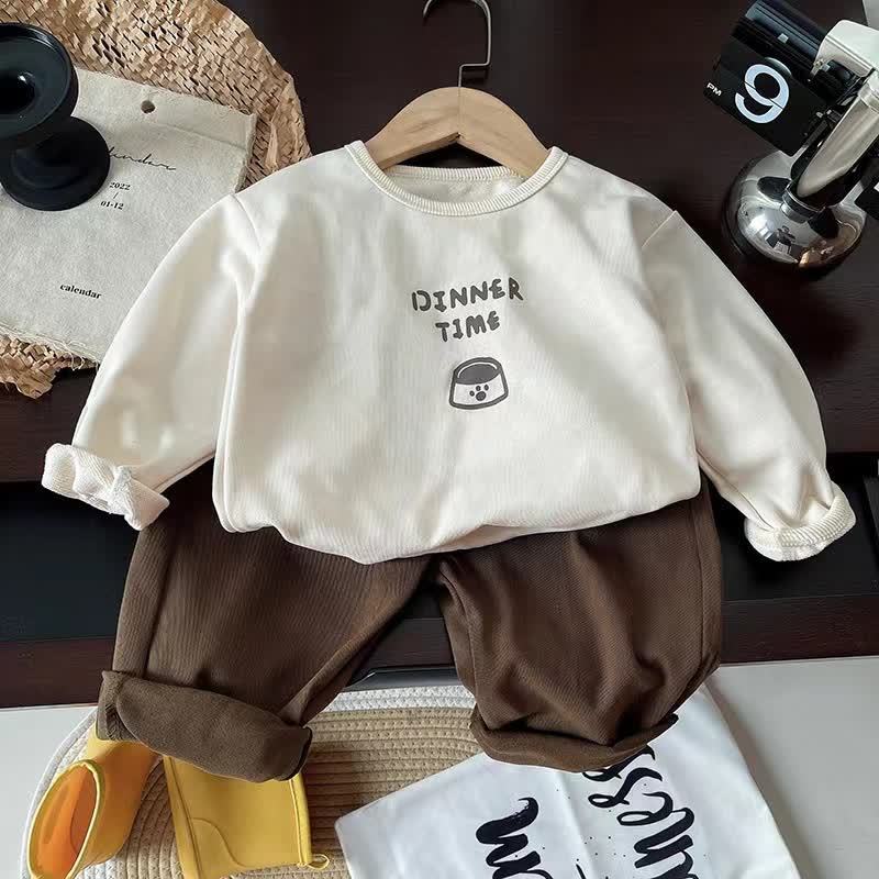 DINNER TIME幼児男の子用ブラウンレイヤードセット - 2点セット - 4～5歳 - image 3
