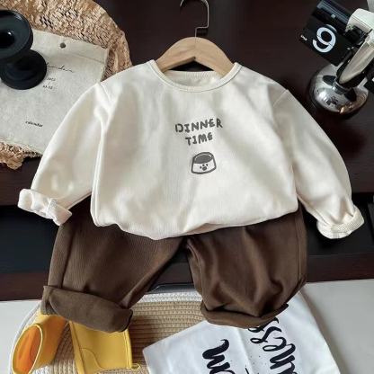 DINNER TIME幼児男の子用ブラウンレイヤードセット - 2点セット - 4～5歳 - image 3