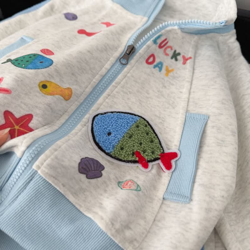 LUCKY DAY幼児用オーシャン刺繍入りトラックジャケット＆パンツセット - image 4