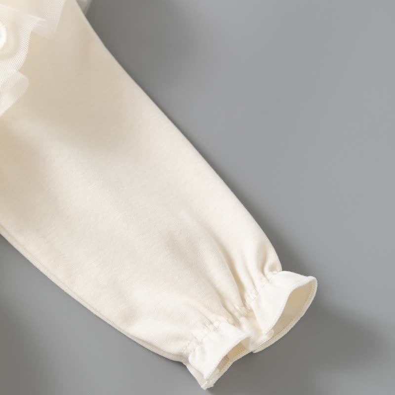 ベビーベージュのレースフリルチュール長袖Dress - image 4