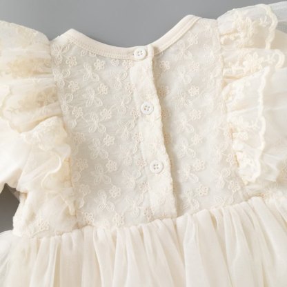 ベビーベージュのレースフリルチュール長袖Dress - image 5
