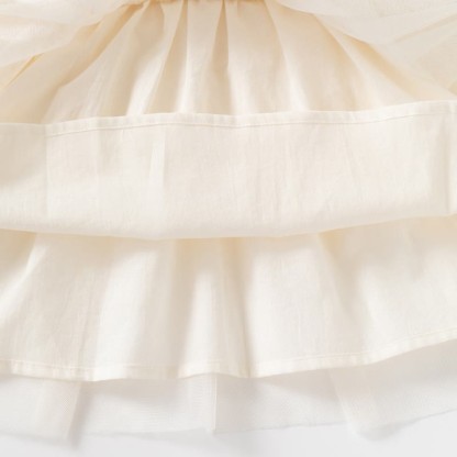 ベビーガール用ベージュレースパフスリーブチュールDress - image 7