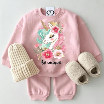 BE UNIQUE ベビーユニコーン ピンクスウェットシャツ 2点セット - ピンク - 2～3歳 - image 1