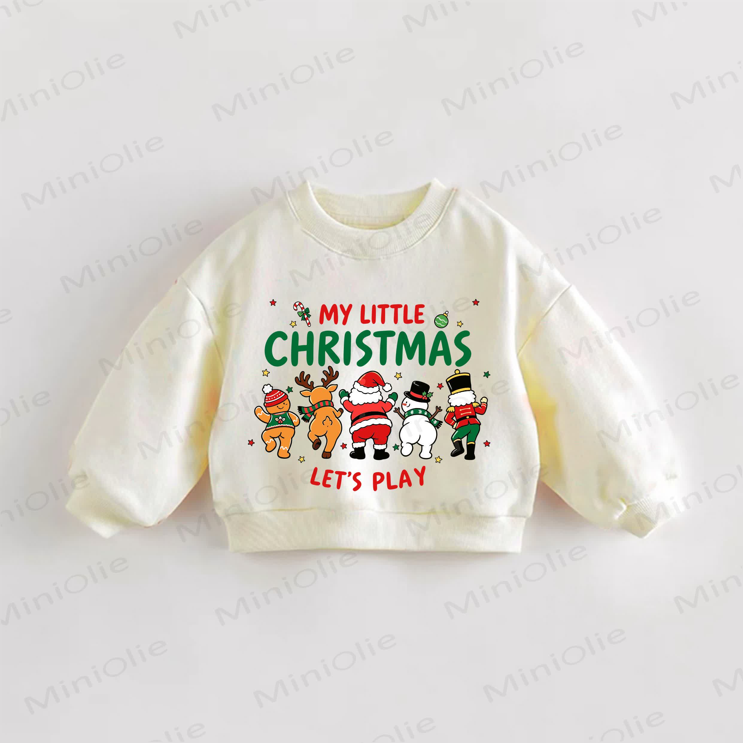 MY LITTLE CHRISTMAS LET'S PLAY幼児用クリスマス クリームスウェットシャツ - クリーム - 3～5歳 - image 1
