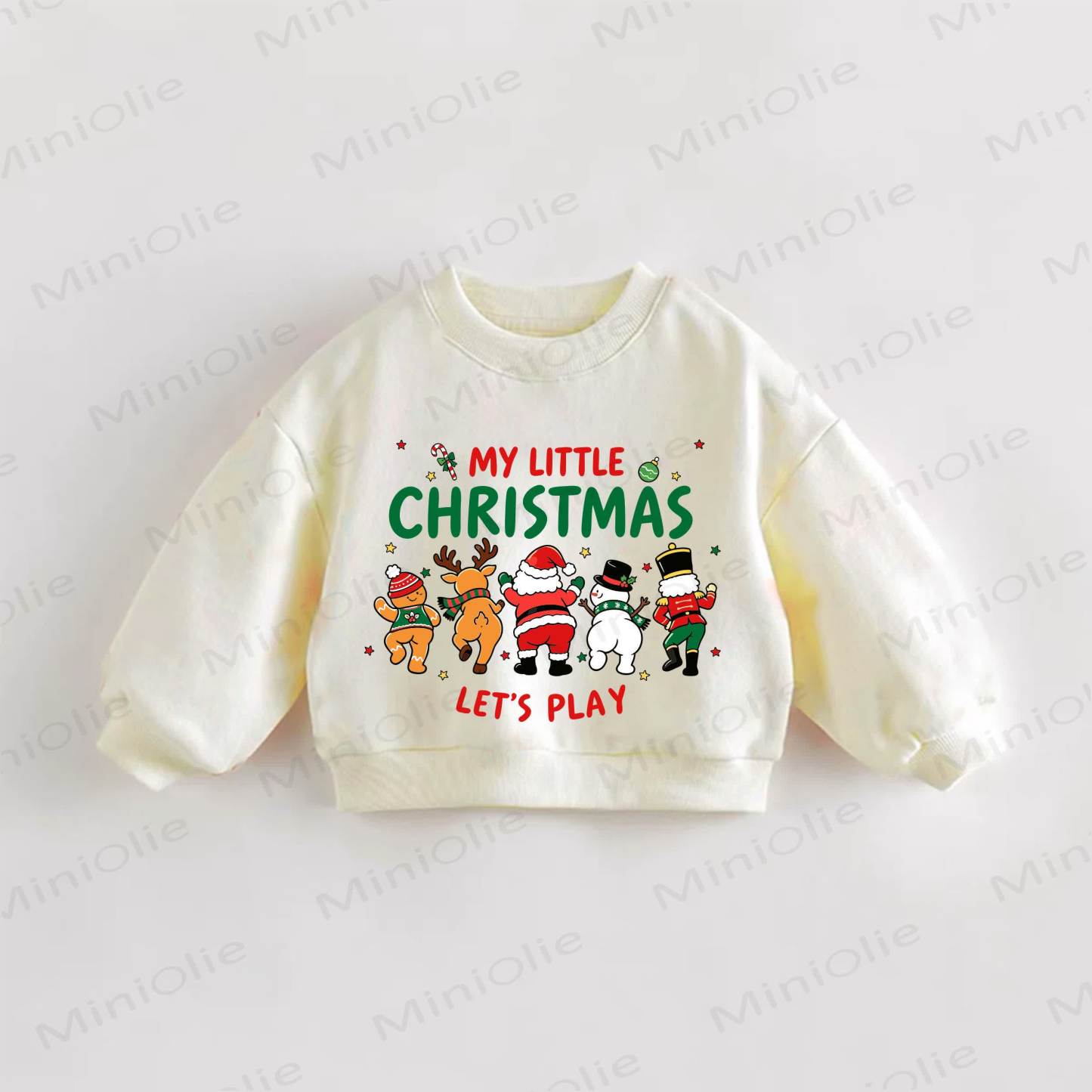 MY LITTLE CHRISTMAS LET'S PLAY幼児用クリスマス クリームスウェットシャツ - クリーム - 3～5歳 - image 1