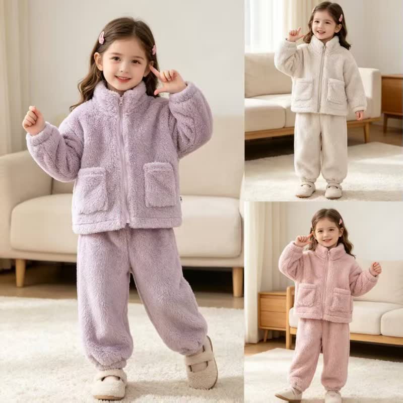 ベビー・幼児用無地シェルパジップポケット付き2点セット - image 1