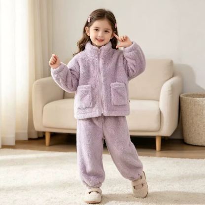 ベビー・幼児用無地シェルパジップポケット付き2点セット - 紫 - 4～5歳 - image 2