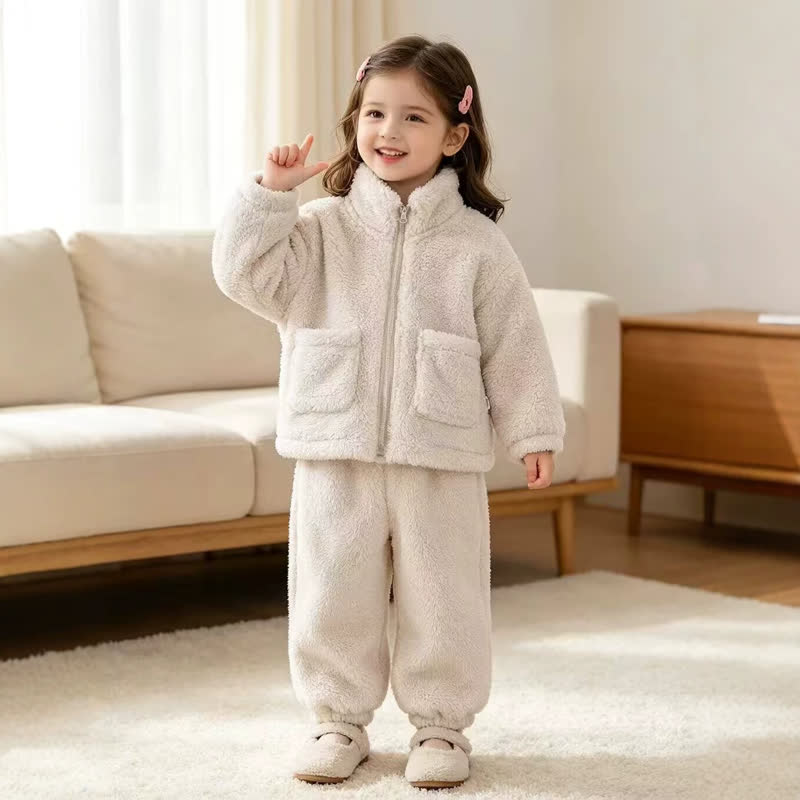 ベビー・幼児用無地シェルパジップポケット付き2点セット - ベージュ - 4～5歳 - image 3