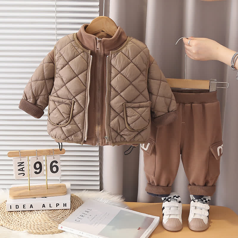 ベビー・幼児用フリースQuilted Jacket＆パンツ 2点セット - 茶色 - 4～5歳 - image 3