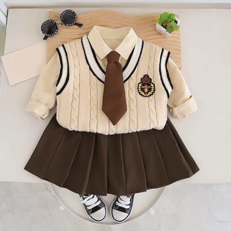 幼児用シャツとベストの3点セット - ベージュのスカート - 4～5歳 - image 3