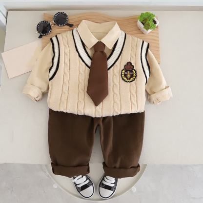 幼児用シャツとベストの3点セット - ベージュのパンツ - 4～5歳 - image 2
