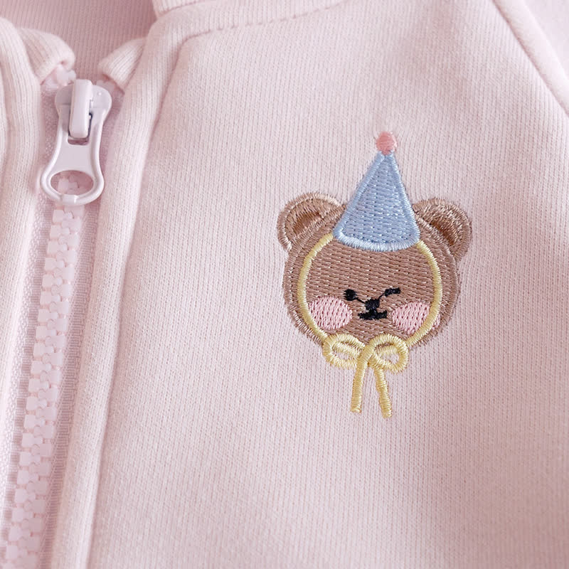 ベビー幼児用ピンククマ耳フード付きパーカー＆ジョガーパンツ2点セット - image 4