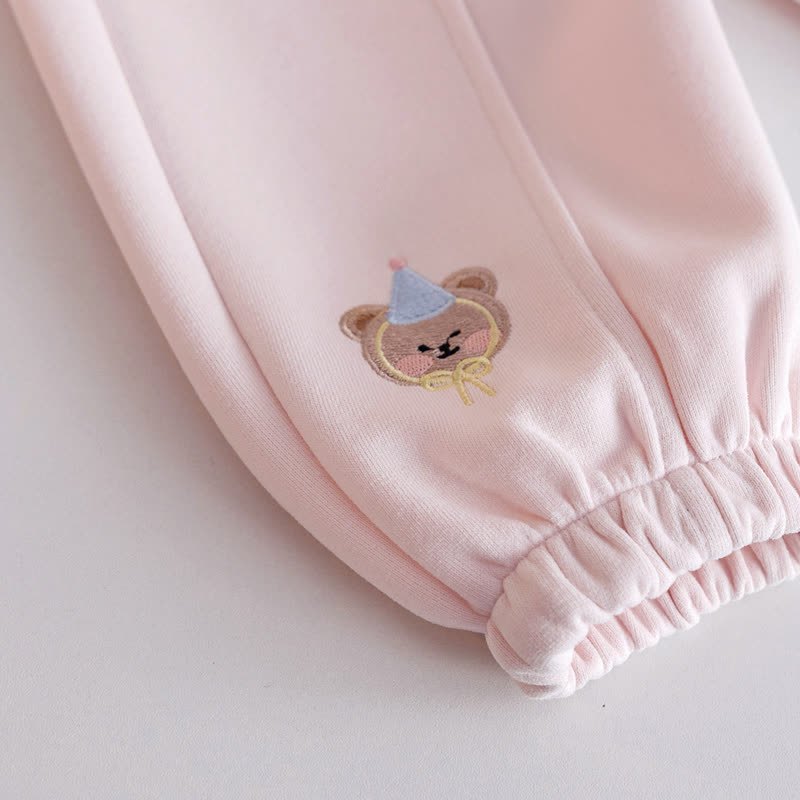 ベビー幼児用ピンククマ耳フード付きパーカー＆ジョガーパンツ2点セット - image 10