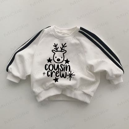 COUSIN CREWベビー ブラック ストライプ スリーブ ホワイト スウェットシャツ - 白 - 2～3歳 - image 1