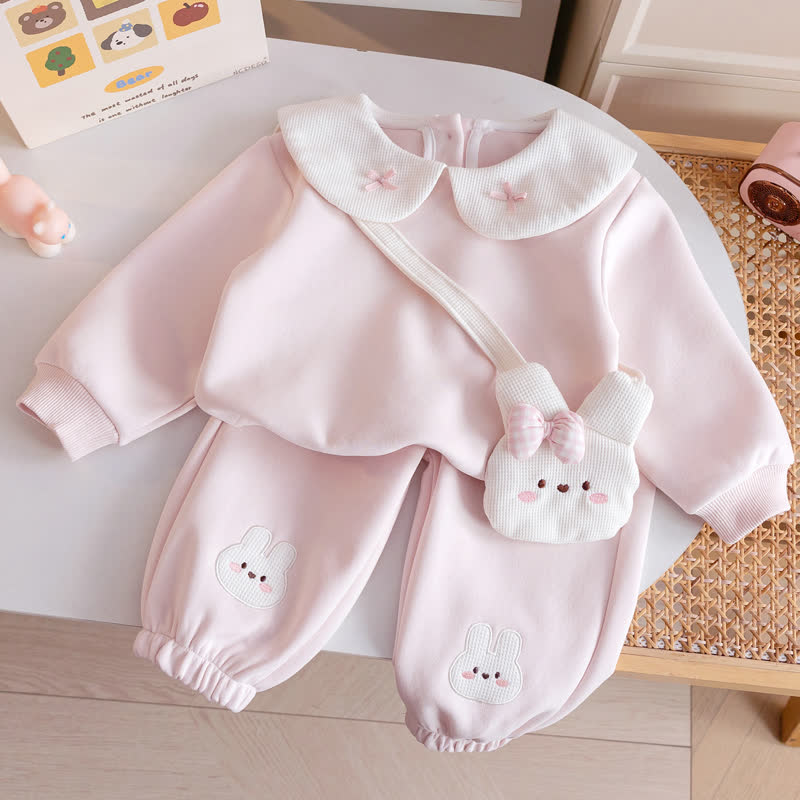 幼児用女の子向けピンクのピーターパン柄スウェットシャツとパンツのツーピースセット - ピンク - 5.5-6.5T - image 1