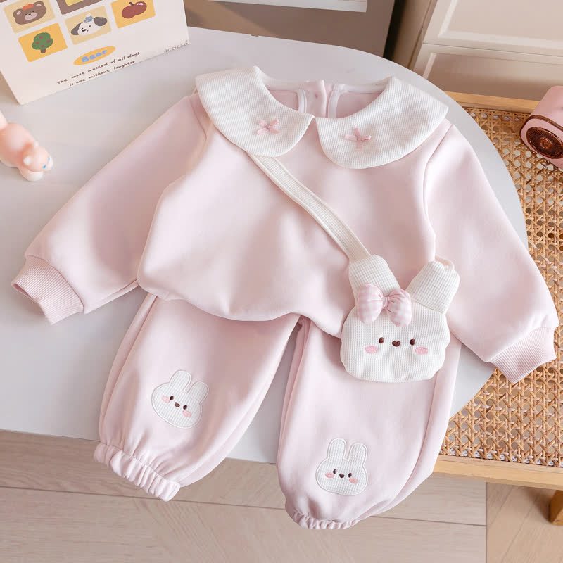 幼児用女の子向けピンクのピーターパン柄スウェットシャツとパンツのツーピースセット - ピンク - 5.5-6.5T - image 1