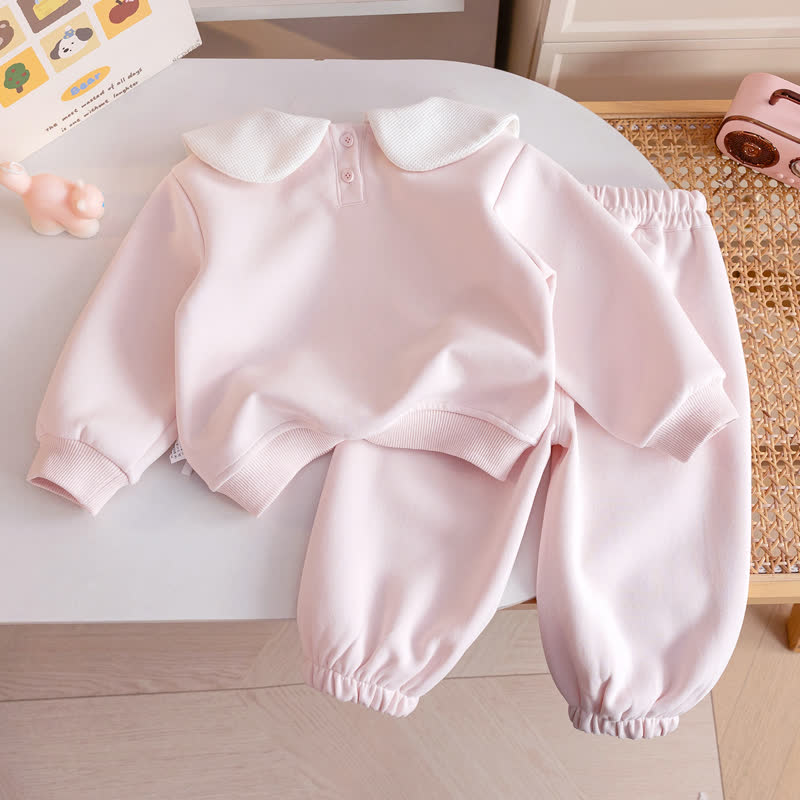 幼児用女の子向けピンクのピーターパン柄スウェットシャツとパンツのツーピースセット - image 2