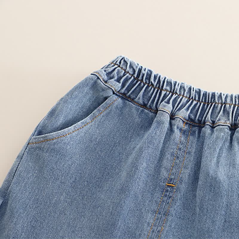 幼児用女の子向けチュールリボンパッチ付きトップスとジーンズのツーピースセット - image 9