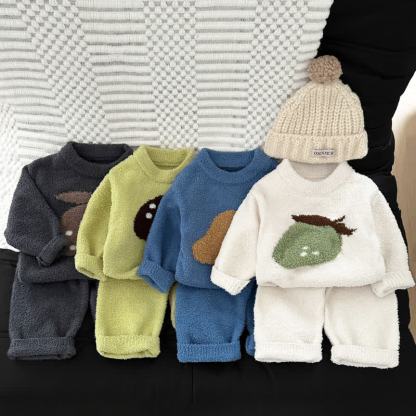 ベビー・幼児用フルーツ柄ぬいぐるみプルオーバー＆パンツパジャマ2点セット - image 1