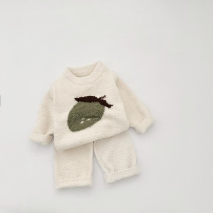 ベビー・幼児用フルーツ柄ぬいぐるみプルオーバー＆パンツパジャマ2点セット - ベージュ - 3～4歳 - image 2