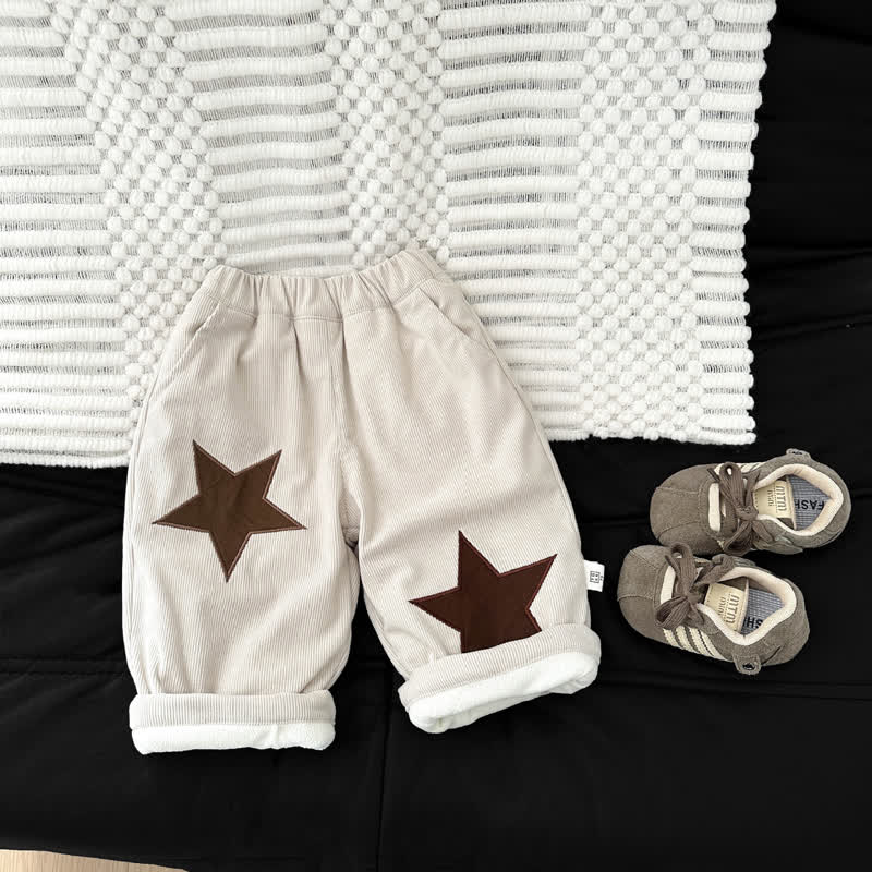 幼児用ベビー スターパッチ フリース コーデュロイパンツ - ベージュ - 3～4歳 - image 1