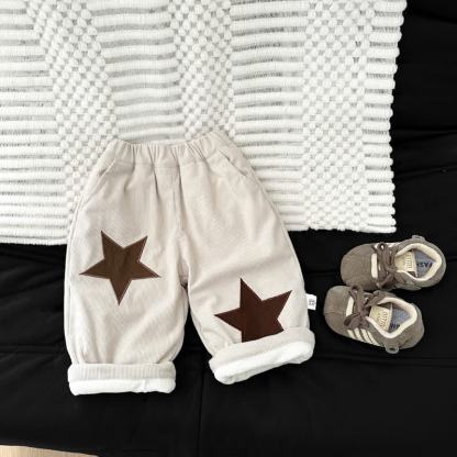 幼児用ベビー スターパッチ フリース コーデュロイパンツ - ベージュ - 3～4歳 - image 1